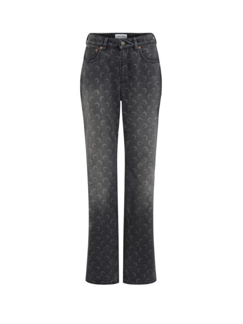 Moon Laser Grey Wash Denim Straight Jeans