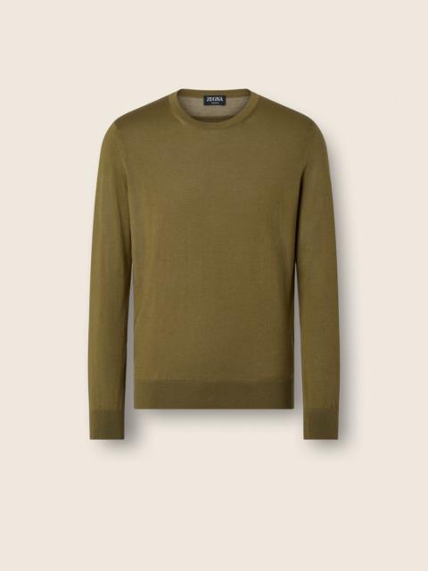 OLIVE GREEN MÉLANGE CASHSETA CREWNECK