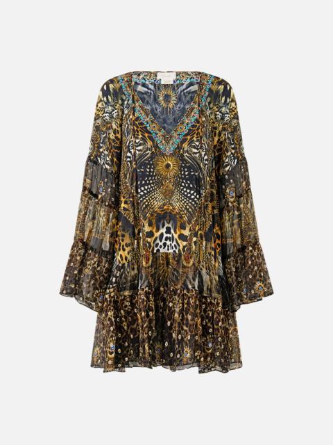 A-LINE GATHERED PANEL DRESS