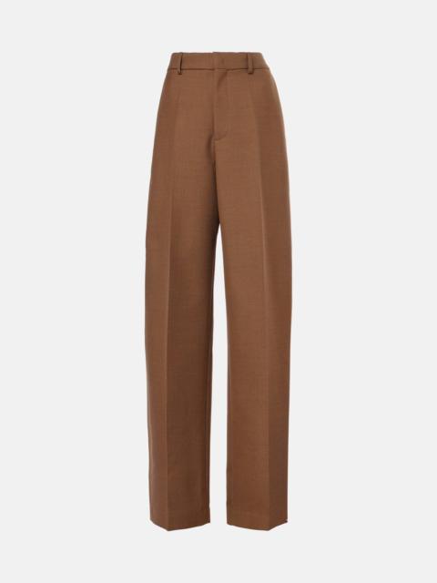 High-rise wool twill wide-leg pants