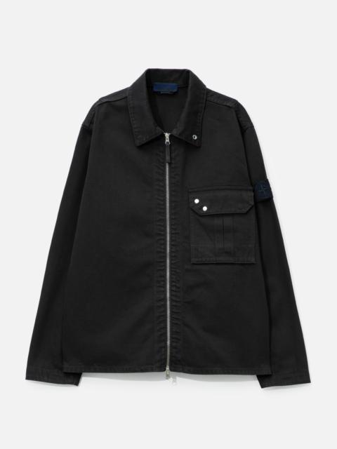 GARMENT DYED DENIM ZIP-UP OVERSHIRT