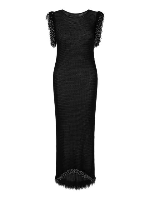 Fringed Knitted Maxi Dress black