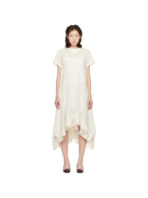 Off-White Cotton Broadcloth Midi Dress