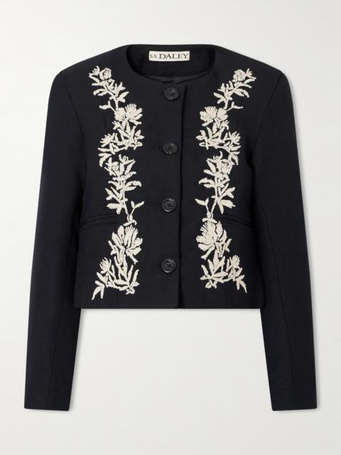 Ophelia Cropped Embroidered Woven Jacket