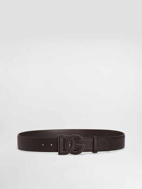 Deerskin-print calfskin belt with logo print