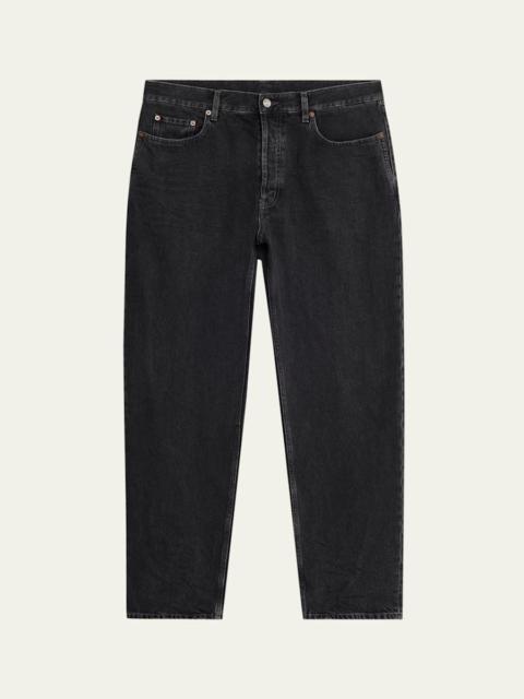 Men's Black Denim Straight-Fit Jeans