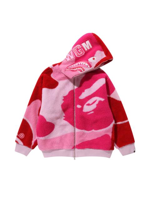 BAPE Mega ABC Camo Shark Boa Hoodie 'Pink'
