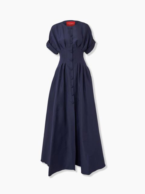 Rolled Sleeves Button-Front Gown