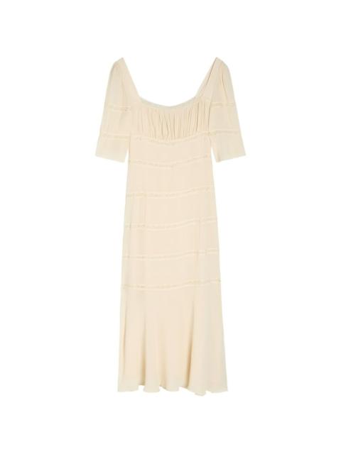 Laverna lace ruched midi dress