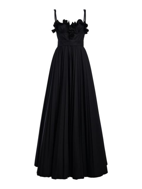 Ruffled Cotton-Poplin Maxi Dress black