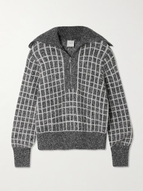 Furley Checked Cotton-blend Bouclé Half-zip Sweater