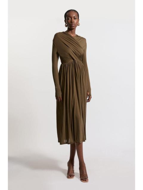 Premium Tencel Jersey Wrap Detail Midi Dress
