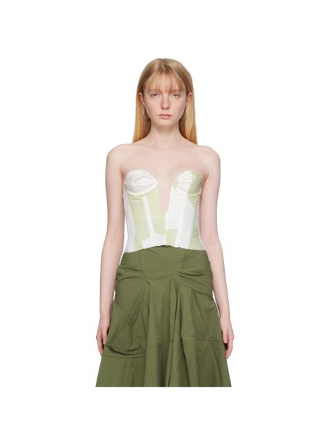 White & Green Sweetheart Corset