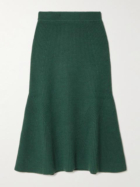 Ribbed Wool Midi Skirt
