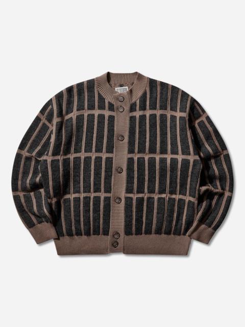 Men's Rectangular Bar Knit Cardigan Brown