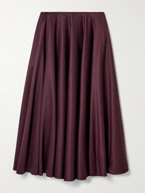 Gathered Wool-blend Twill Maxi Skirt
