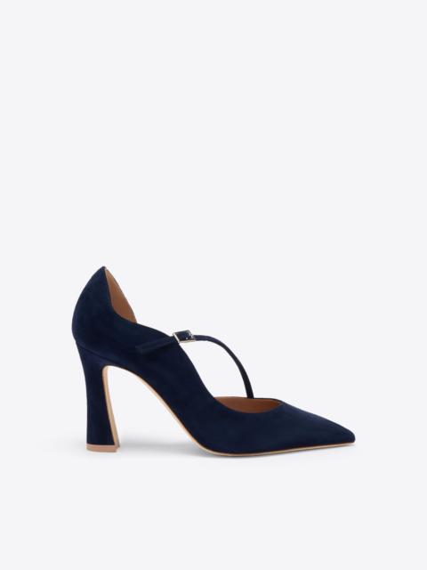 Bettina 90 Navy Suede Pumps