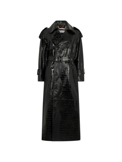 crocodile-print trench coat