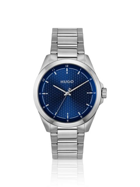 SEAM STAINLESS-STEEL WATCH WITH BLUE TEXTURED DIAL