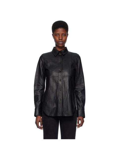 Black Slim Leather Shirt