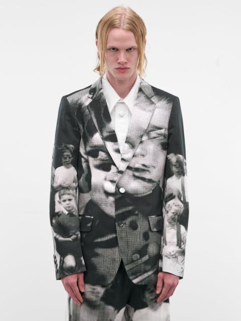 Sharp Tailored Glitch Graphic Blazer