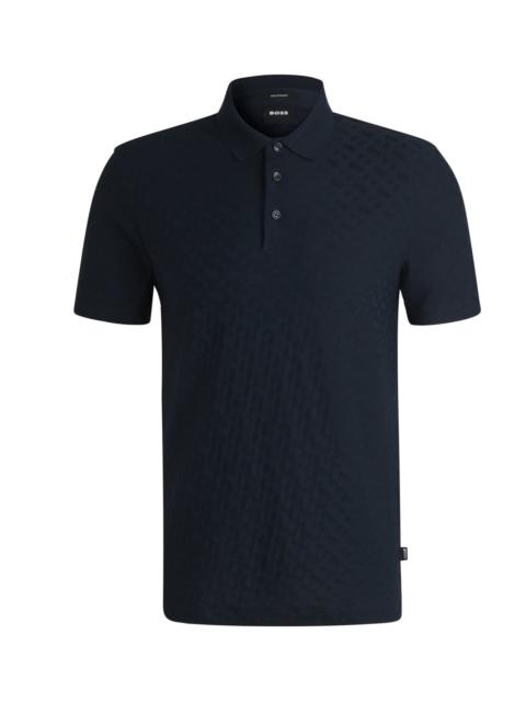 COTTON POLO SHIRT WITH TONAL MONOGRAM JACQUARD