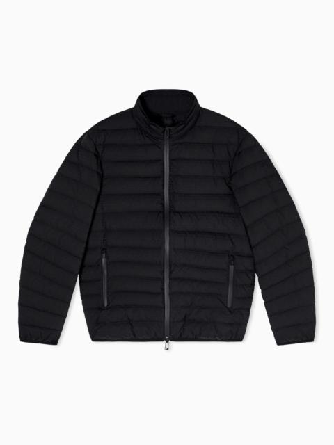 WATER-REPELLENT, QUILTED NYLON DOWN JACKET WITH JACQUARD LOGO LETTERING