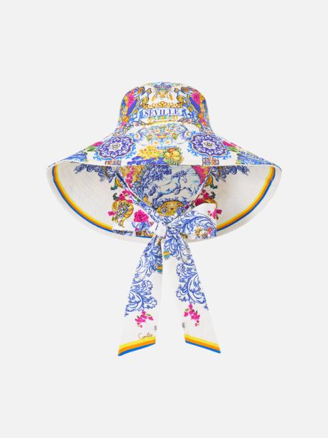 WIDE BRIM BUCKET HAT WITH TIE