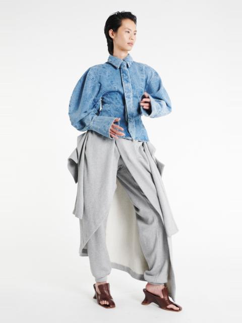 ACID WASH DENIM PUFF SLEEVE SHIRT INDIGO ACID WASH