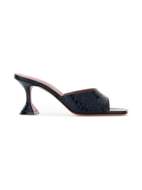 Navy Blue Leather Lupita Mules