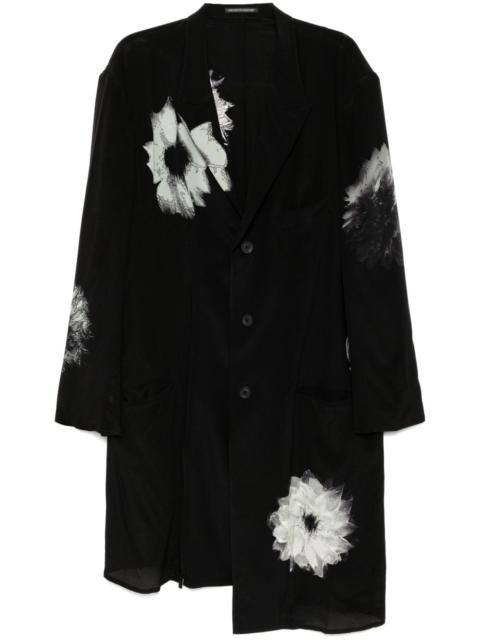 flower-print slit jacket