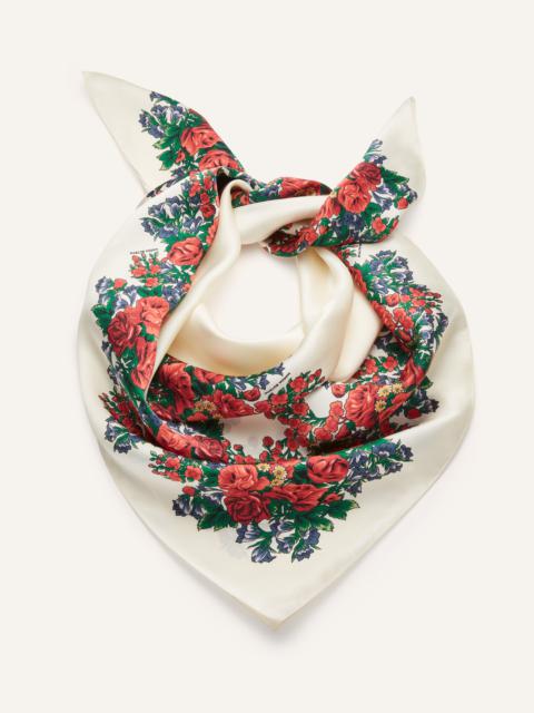 Folk floral print scarf in cream
