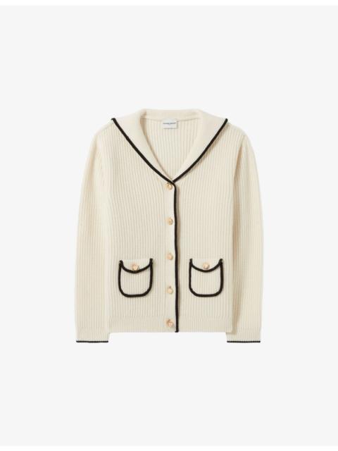 Sailor-Collar Knitted Wool-Blend Cardigan