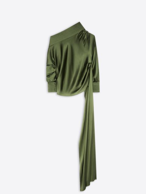 DRAPED SILK SATIN SHIRT