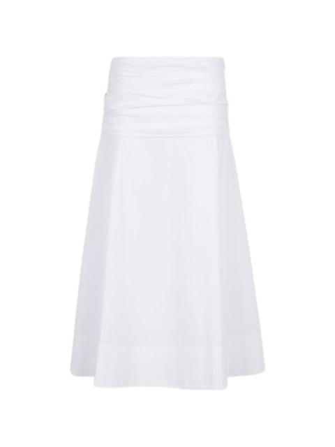 shirred midi skirt