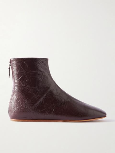 Luna crinkled-leather ankle boots Burgundy