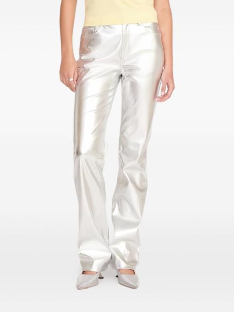 metallic-effect trousers