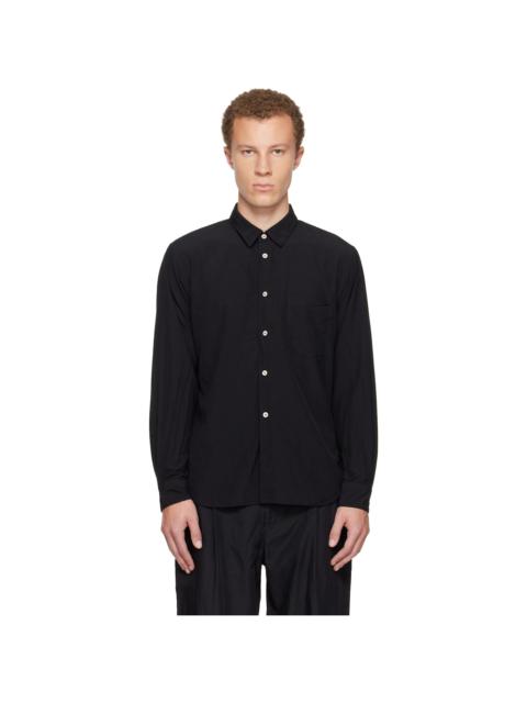 Black Polyester Broad Thick Spun Garment Treated Shirt
