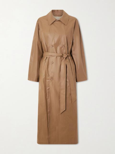 Double-breasted Coated Cotton-canvas Trench Coat