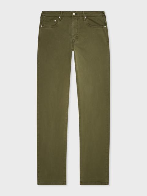 Relaxed Tapered-Fit Khaki Stretch Cotton-Twill Jeans