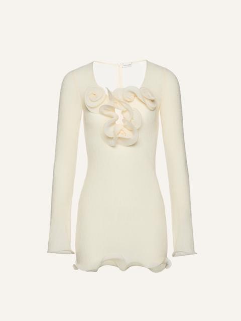 Long sleeve crepe beach mini dress in cream