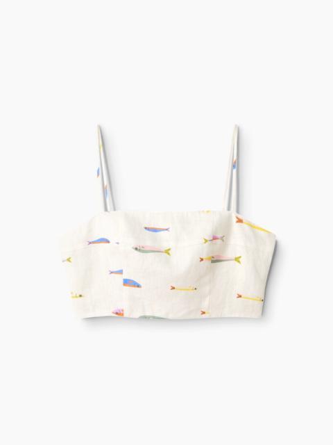 STAUD FEDERICO LINEN TOP POP SARDINES IVORY