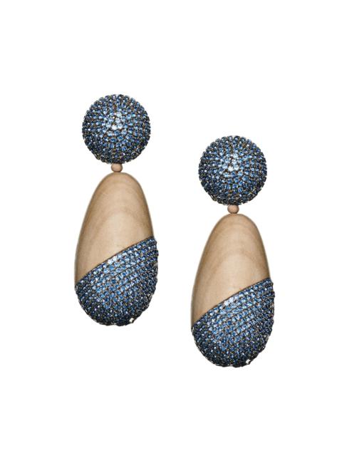 CHRISTINA EARRINGS - PANTO WOOD/ICE BLUE