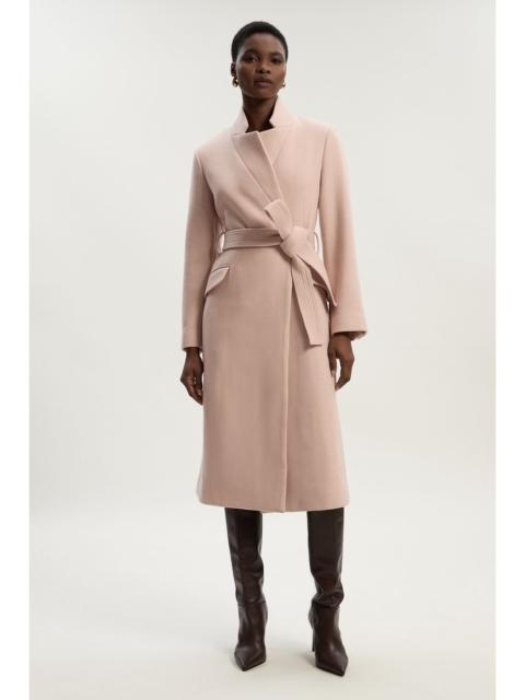 Wool Investment Notch Neck Tailored Midi Coat
