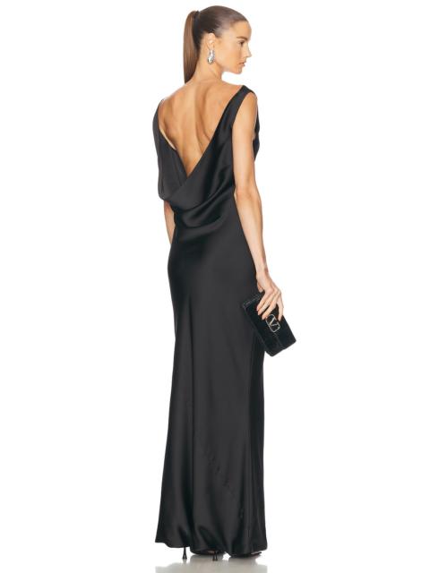 Sleeveless Low Back Drape Gown