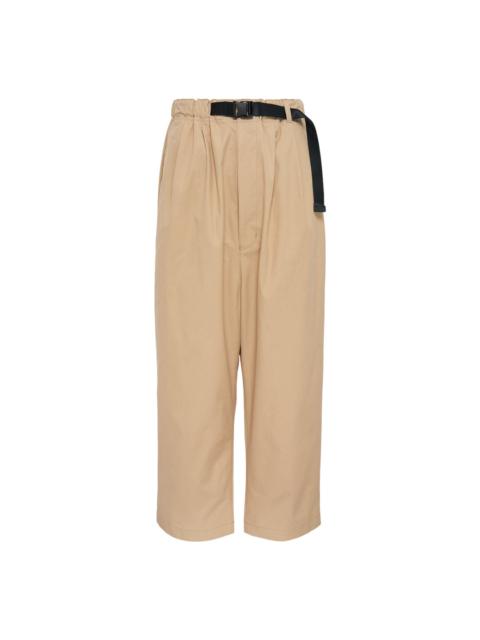 Beige Buckle Waistband Cotton Pants