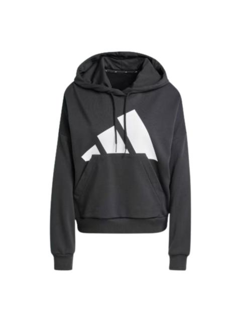 (WMNS) adidas Essentials Big Logo French Terry Loose Hoodie 'Black White' JN1845