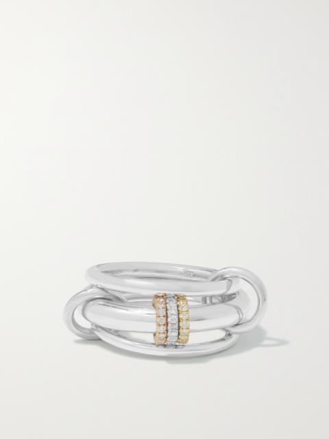 Gemini Set Of Three 18-karat White, Yellow And Rose Gold Diamond Rings