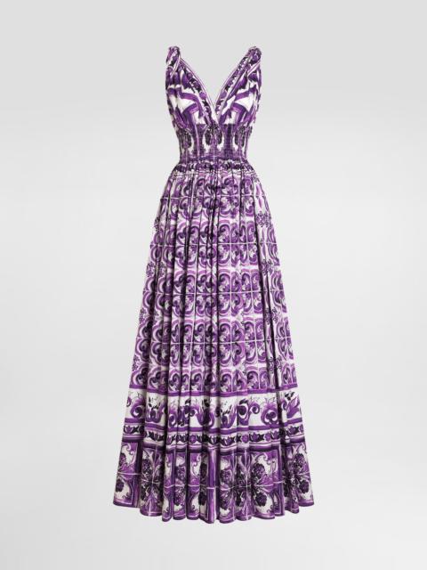 Majolica-print poplin dress