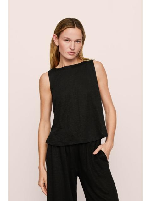 Organic Linen Knit Boat Neck Crop Tank